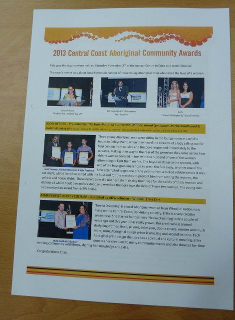 Central Coast Aboriginal Community Awards, Darkinjung LALC, Wyong 2013
